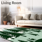 Forest Evergreen Trees Deer Bison Rug
