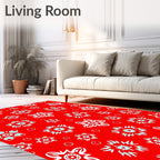 Red Floral Burst Starburst Rug