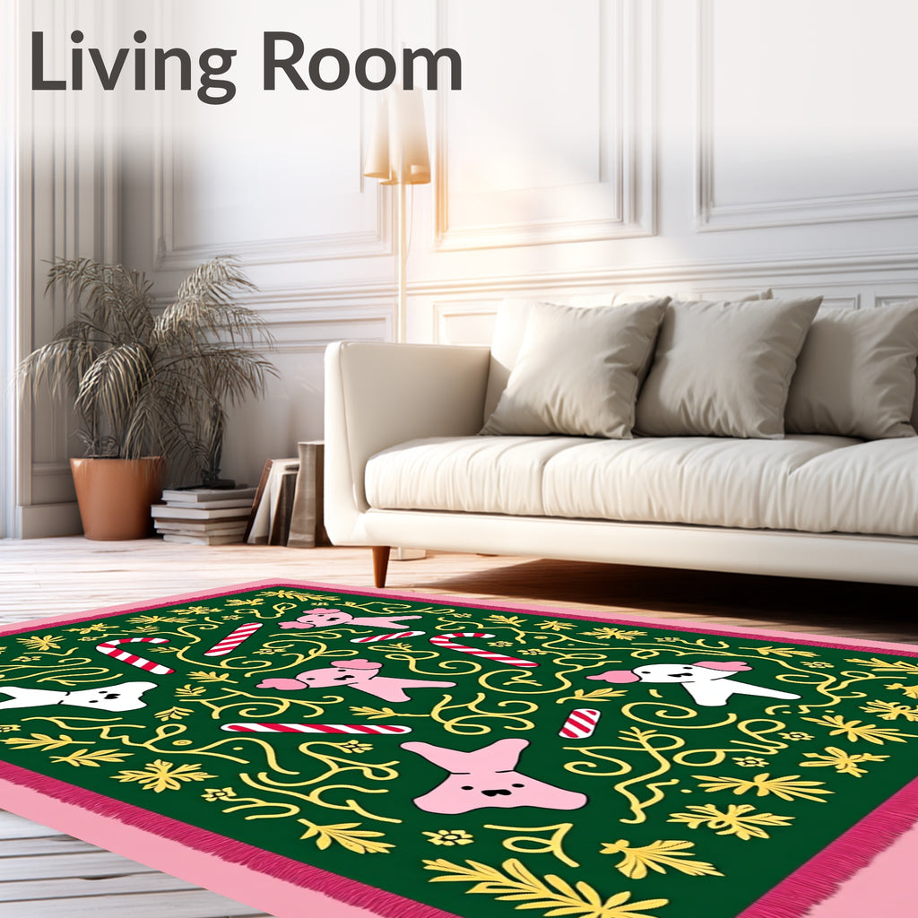 Green Whimsical Candy Cane Koala Rug