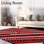 Bold Red Black Diagonal Stripe Rug