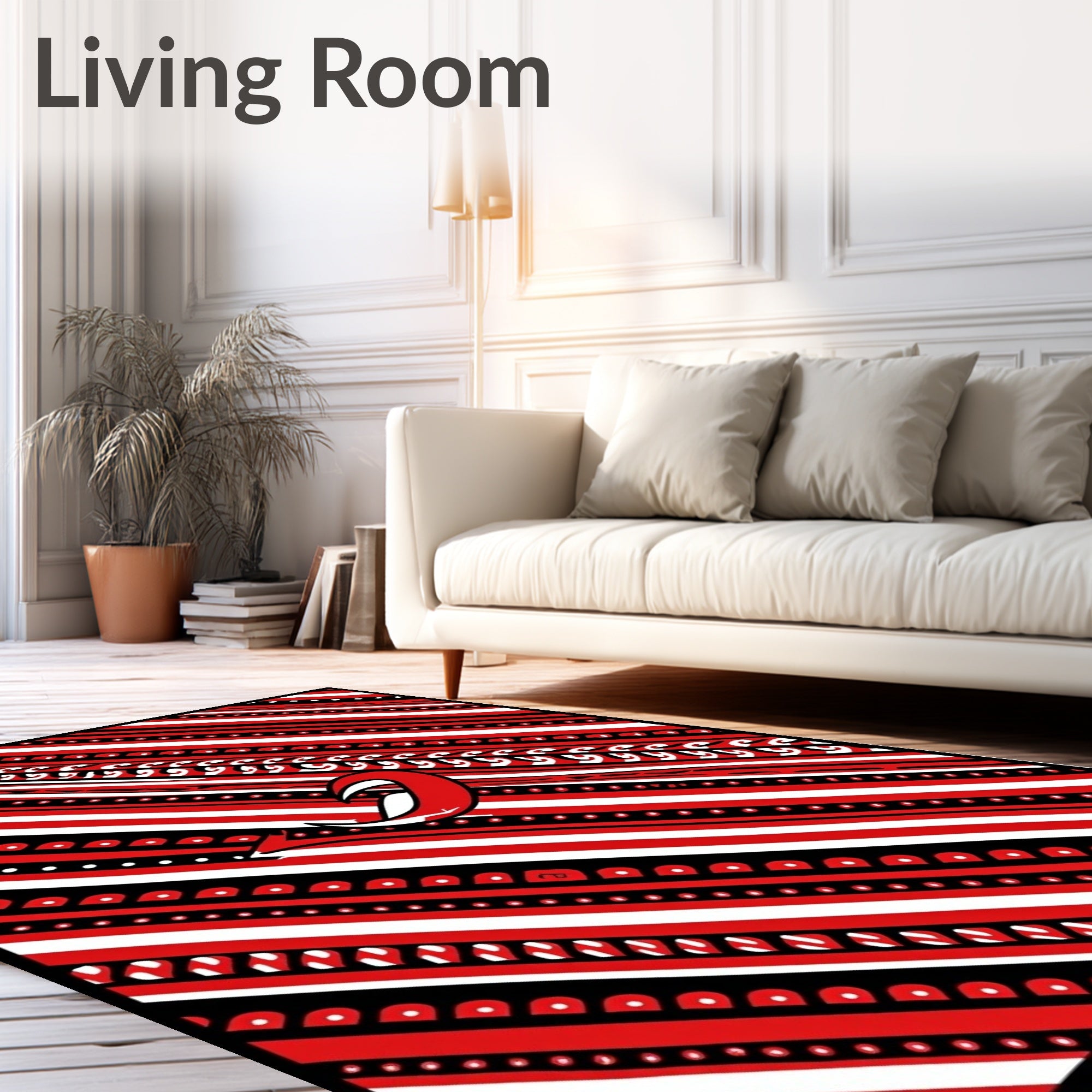 Bold Red Black Diagonal Stripe Rug