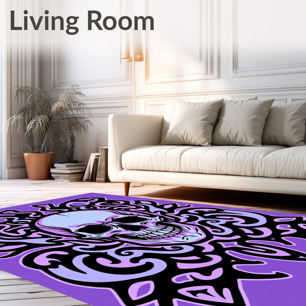 Mystic Purple Skull Tribal Ornament Rug