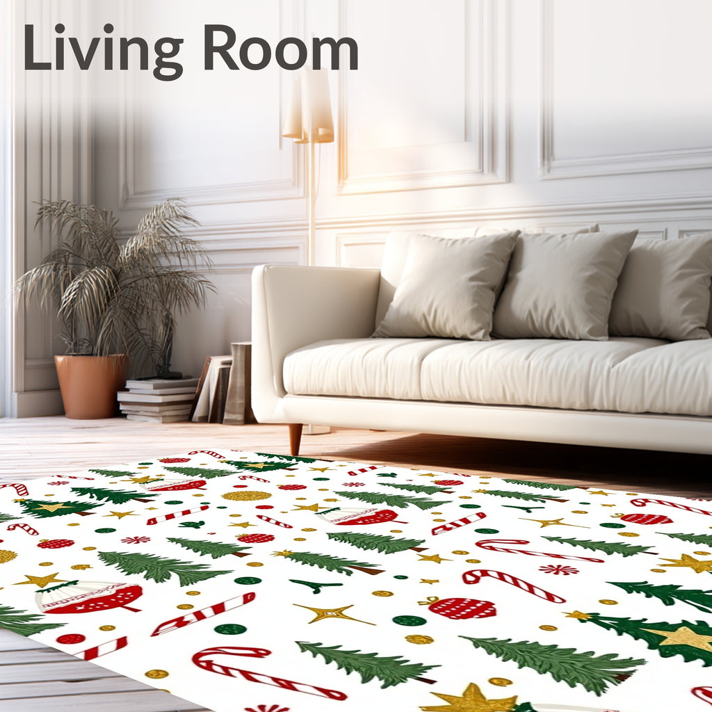 Whimsical Christmas Tree Candy Cane Collection Rug