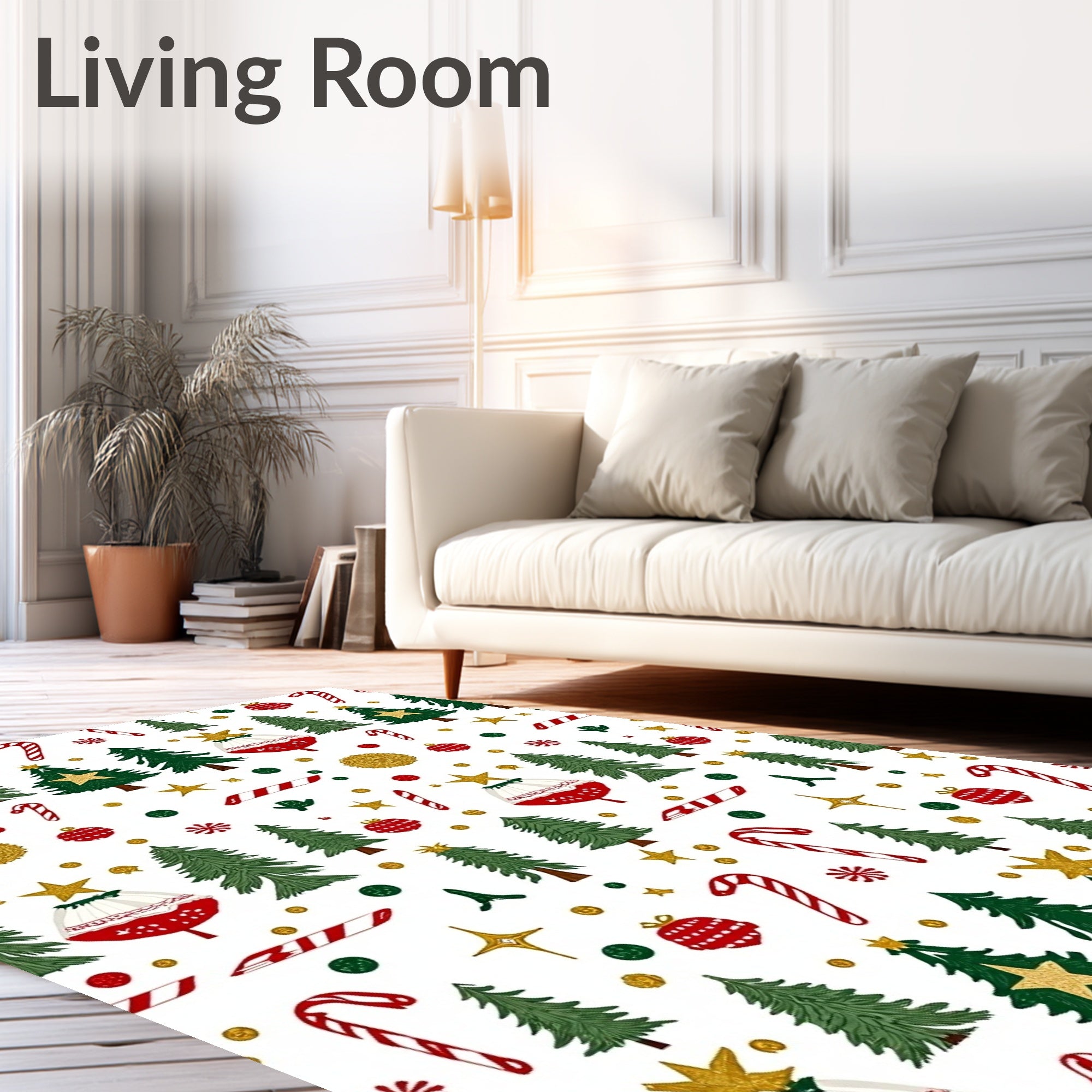 Whimsical Christmas Tree Candy Cane Collection Rug