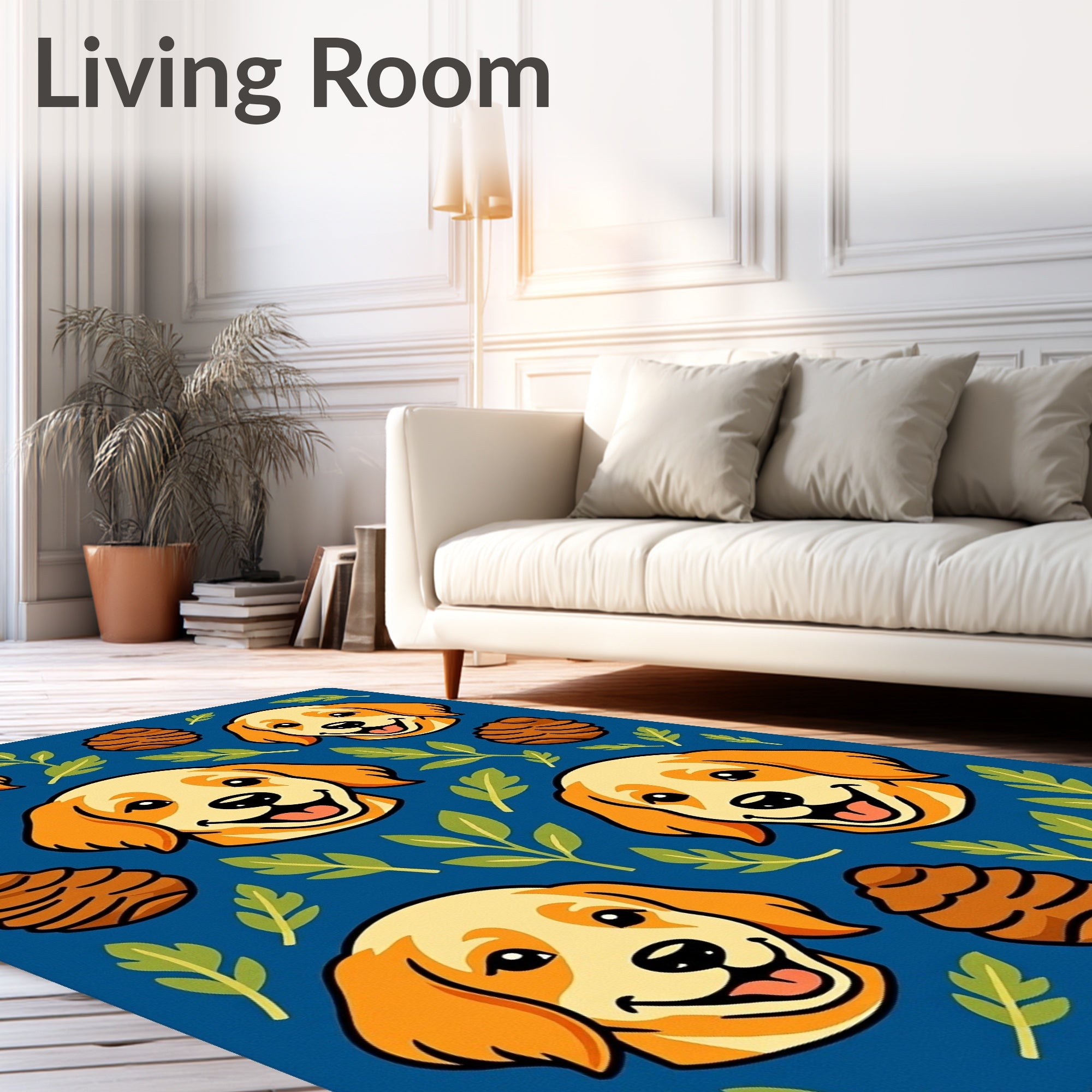Golden Retriever Leaves Pinecone Medley Rug