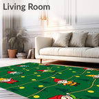Festive Green Gnome Christmas Lights Rug