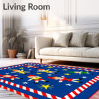 Whimsical Elf Stars Red Border Rug