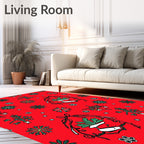 Holiday Red Green Botanical Wreath Rug