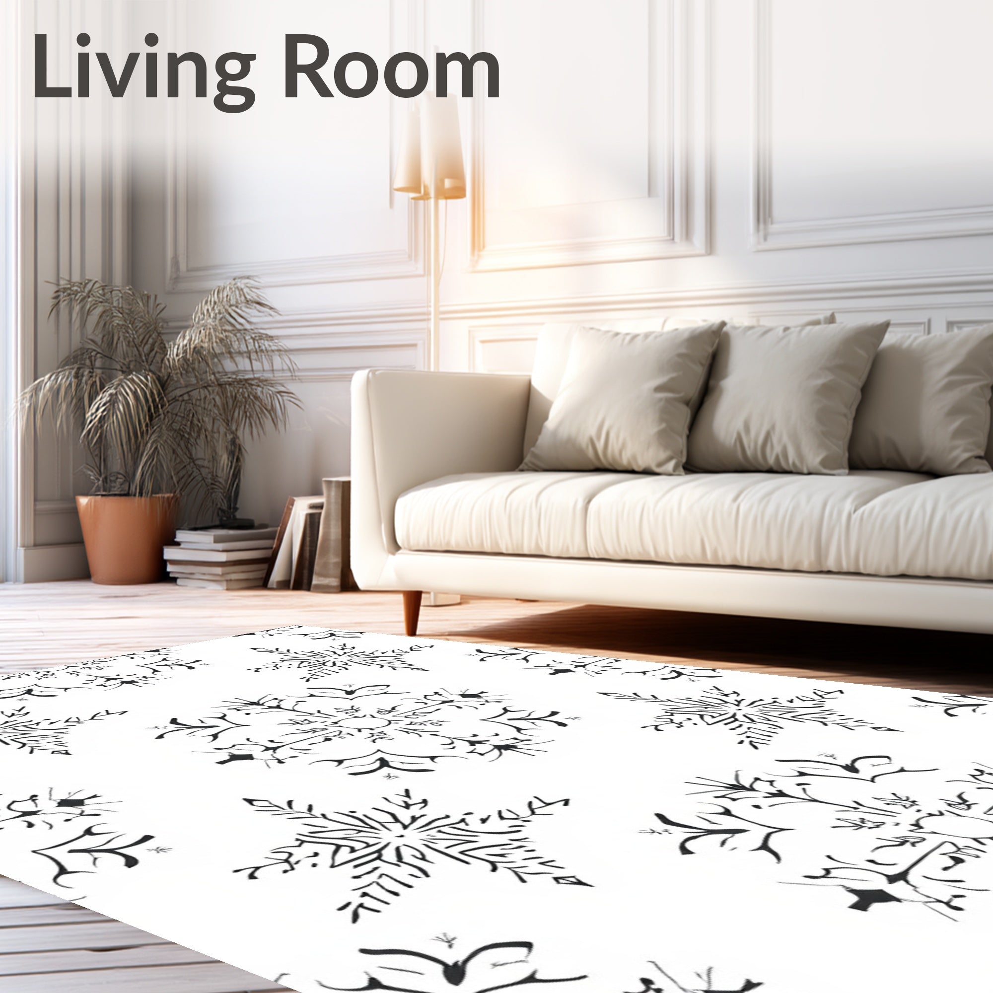 Black and White Snowflake Harmony Rug