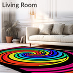 Vibrant Swirl Rainbow Optical Illusion Rug