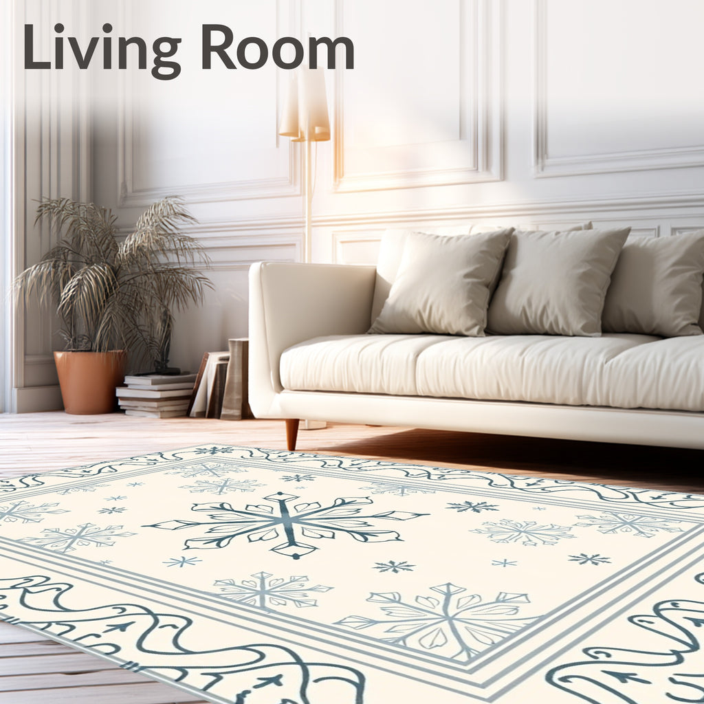 Winter Blue Snowflake Elegance Rug