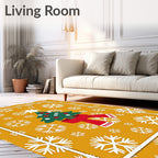 Golden Snowflakes Christmas Tree Rug