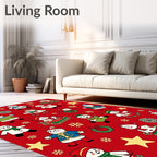 Jolly Snowman Christmas Red Holiday Rug