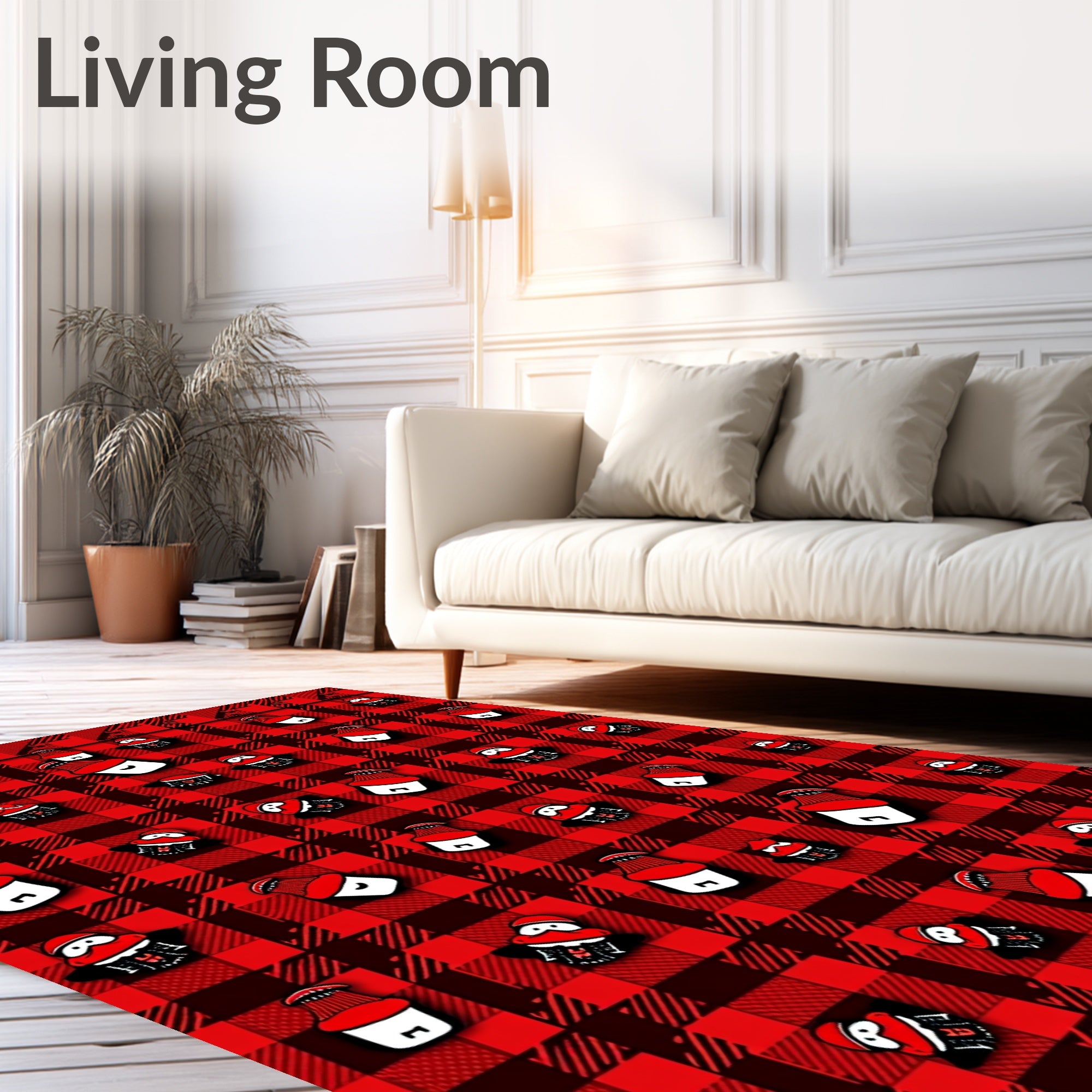 Red Plaid Buffalo Check Characters Rug