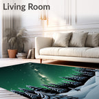 Winter Aurora Forest Snowy Night Sky Rug