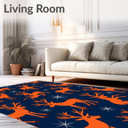Orange Deer Winter Night Sky Rug
