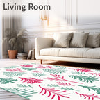 Whimsical Evergreen Coral Branches Rug