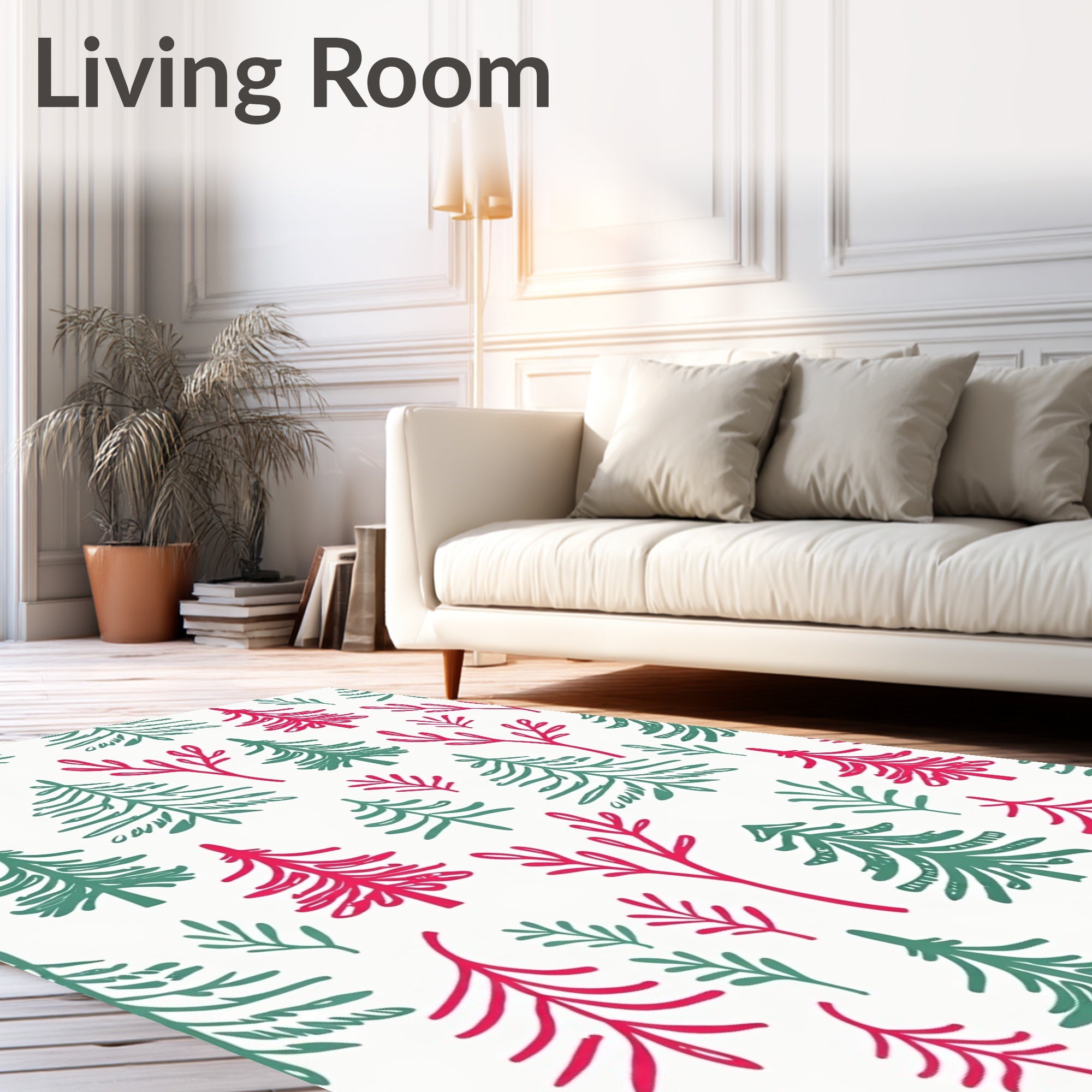Whimsical Evergreen Coral Branches Rug