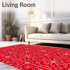 Crimson White Geometric Medallion Square Rug