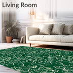 Emerald Green Whimsical Floral Swirl Rug