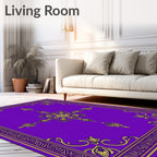 Royal Purple Gold Medallion Scroll Rug