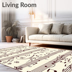 Retro brown musical notes on cream Rug