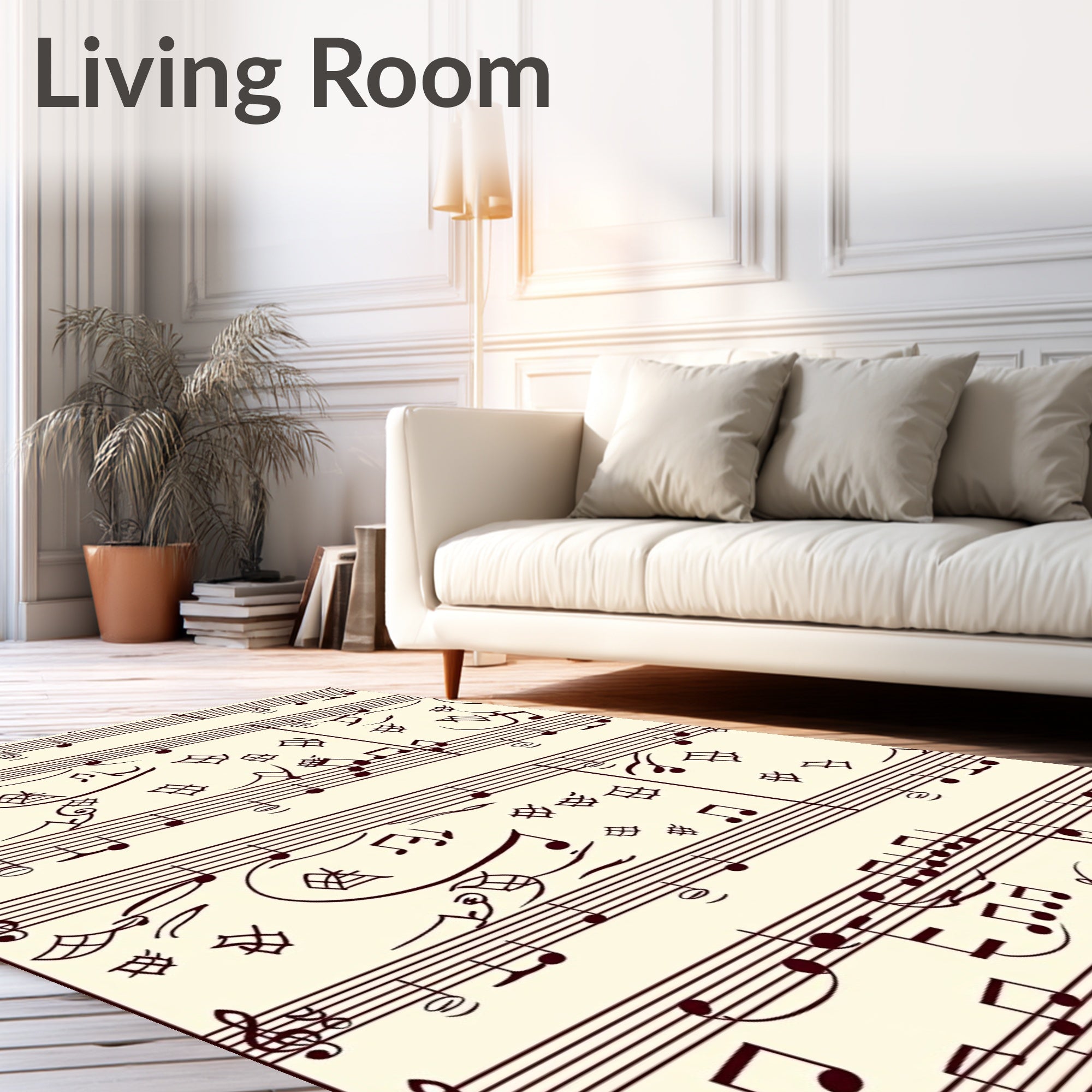 Retro brown musical notes on cream Rug