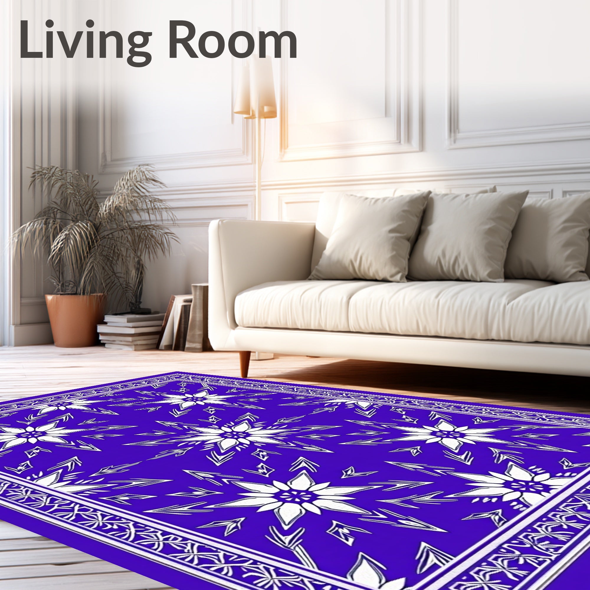 Bold Blue Geometric Starburst Rug