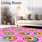 Whimsical Pink Yellow Donut Swirl Rug