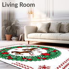 Brown Horses Festive Wreath Red Elements Rug