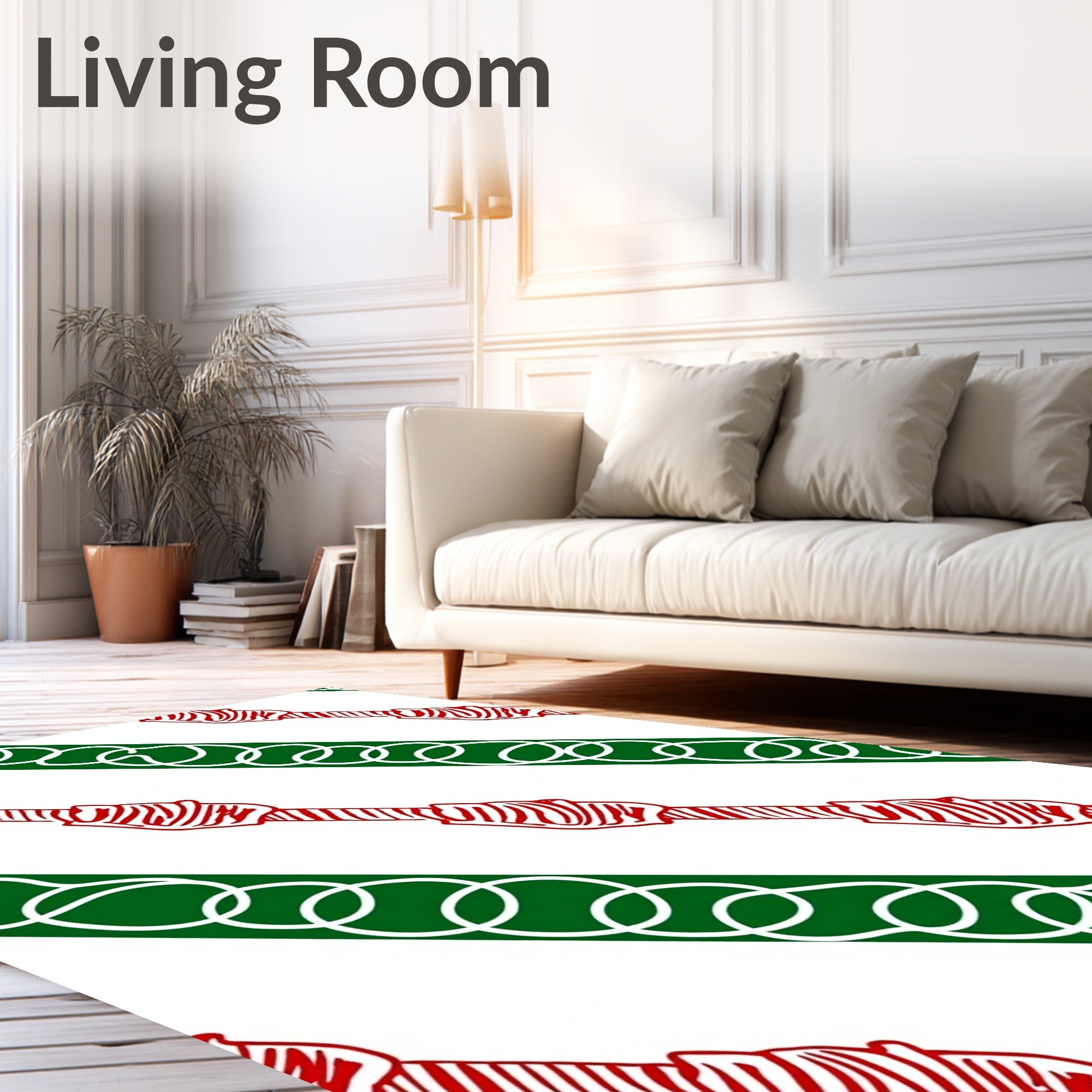 Red Green Diagonal Chain Link Rug