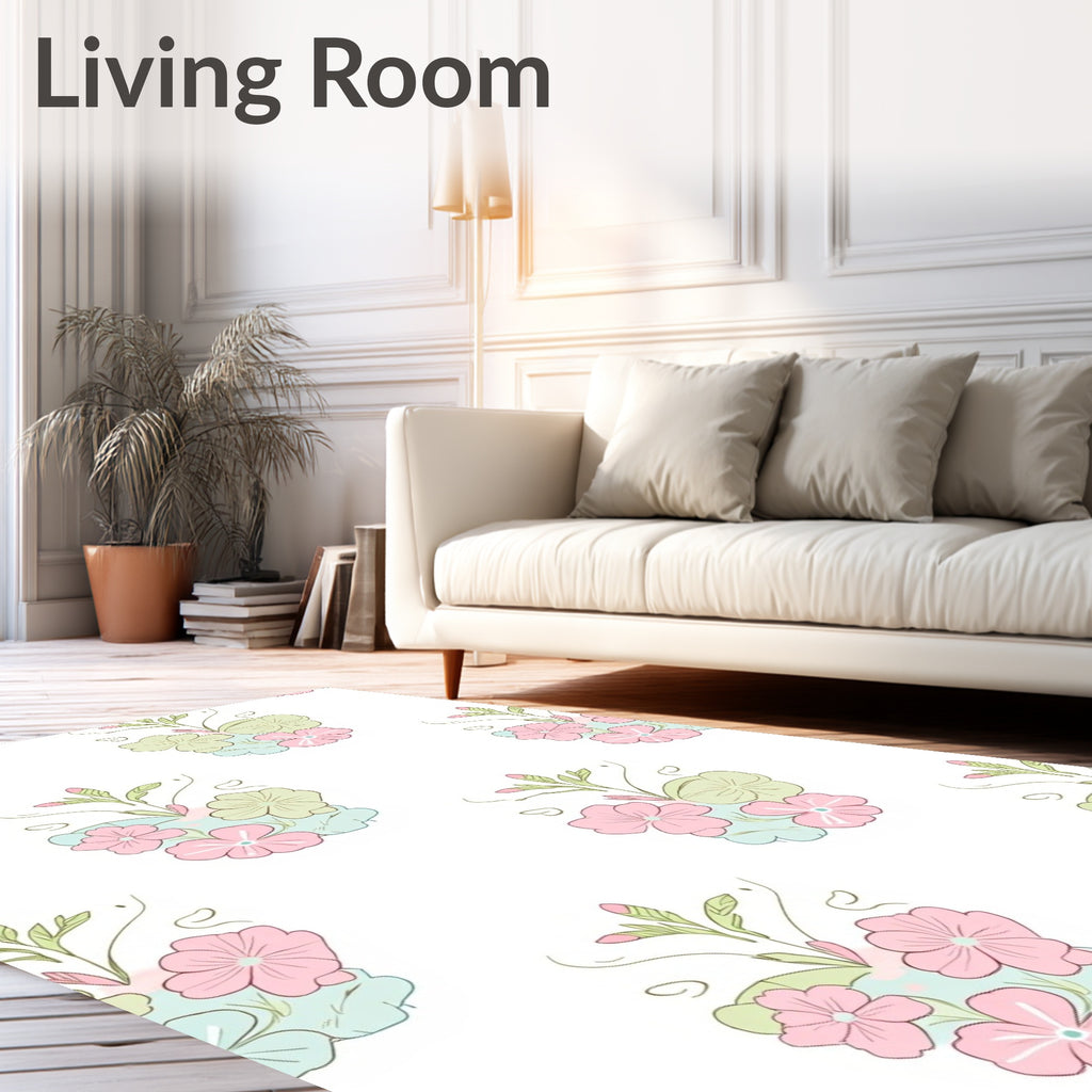 Whimsical Pastel Floral Bouquet Arrangement Rug