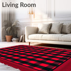 Bold Red Black Gingham Checks Rug