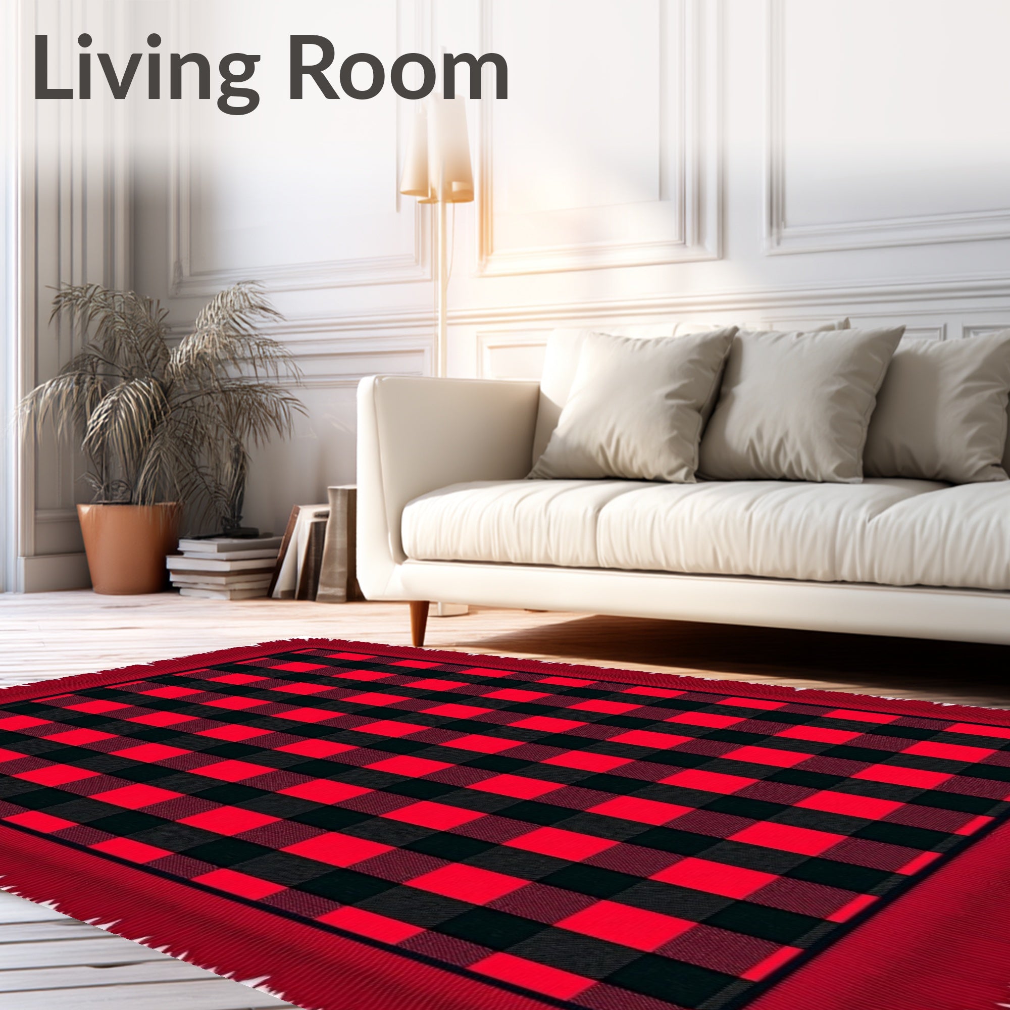 Bold Red Black Gingham Checks Rug