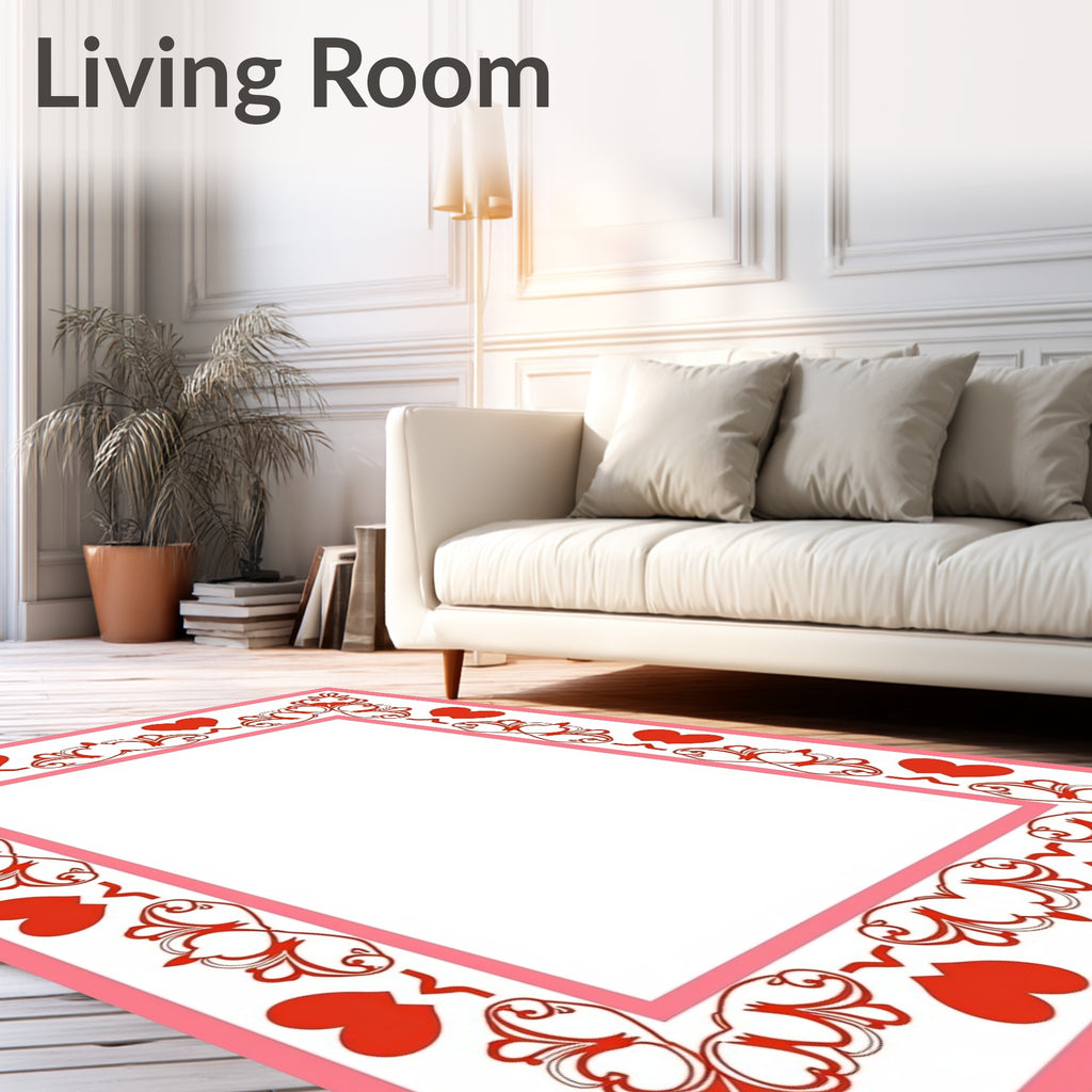 Red Heart Floral Frame Rug