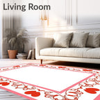 Red Heart Floral Frame Rug