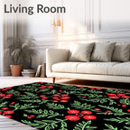 Red Cherry Berry Leaves Rug