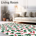 Classic Holly Berry Botanical Motif Rug