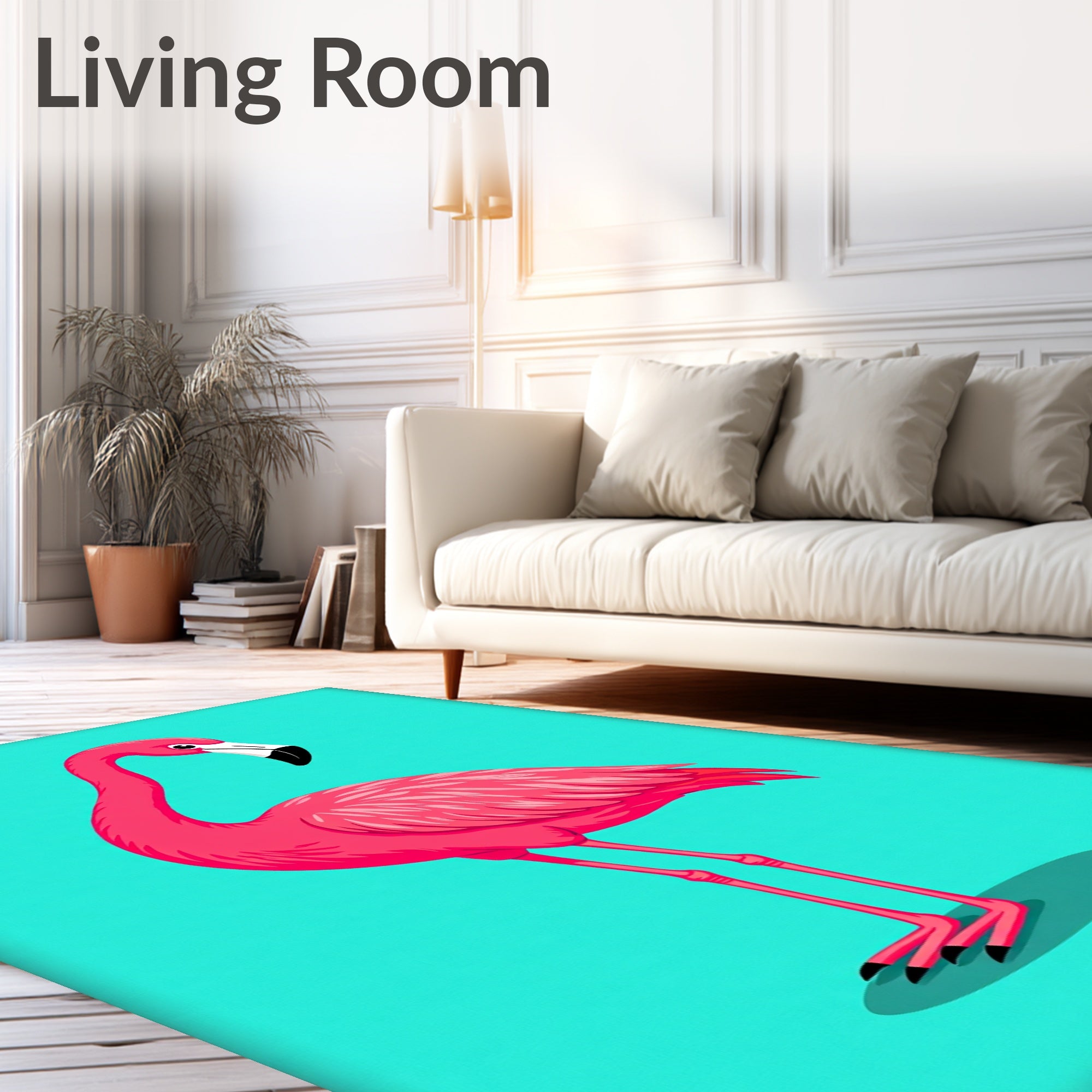 Vibrant Pink Flamingo Tropical Bird Rug