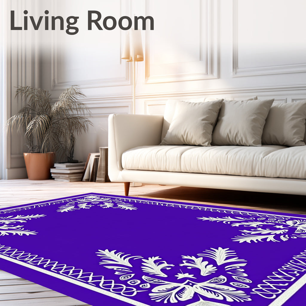 Electric Purple Floral Border Rug