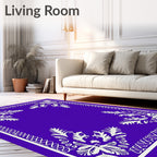 Electric Purple Floral Border Rug
