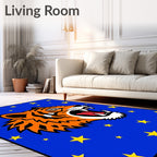 Roaring Tiger Blue Yellow Starry Background Rug