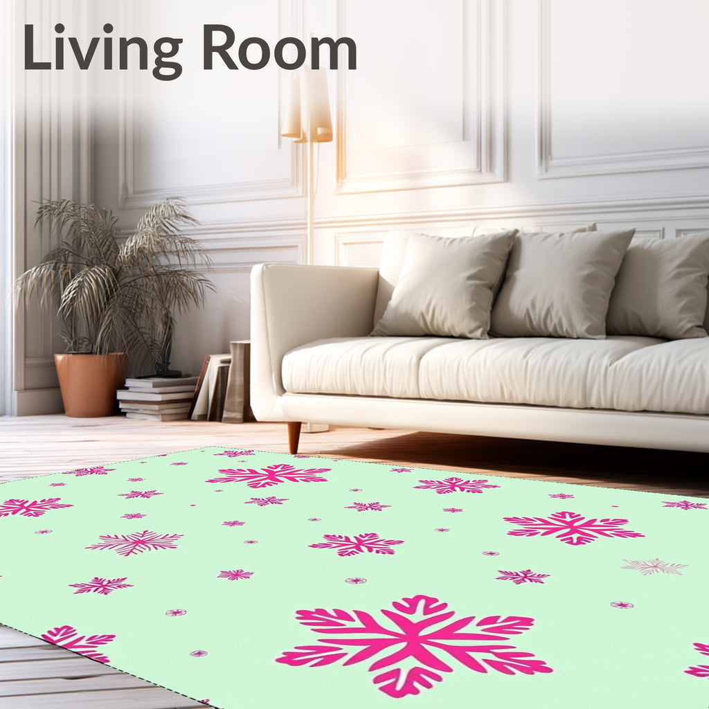 Pink Snowflake Scatter Rug