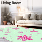 Pink Snowflake Scatter Rug
