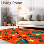 Orange Gift Star Leaf Folk Rug