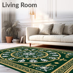 Emerald Green Floral Medallion Mandala Rug