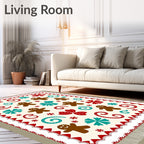 Cozy Gingerbread Men Teal Red Accents Rug