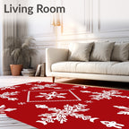 Red White Snowflake Lattice Rug