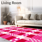 Pink Red Polka Dot Gingham Rug