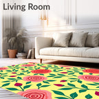Coral Pink Rose Garden Fabric Rug